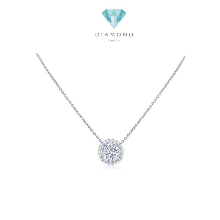 Solitaire GIA diamond pendant 0.5 crt & 1 crt Halo Diamond Jewelry
