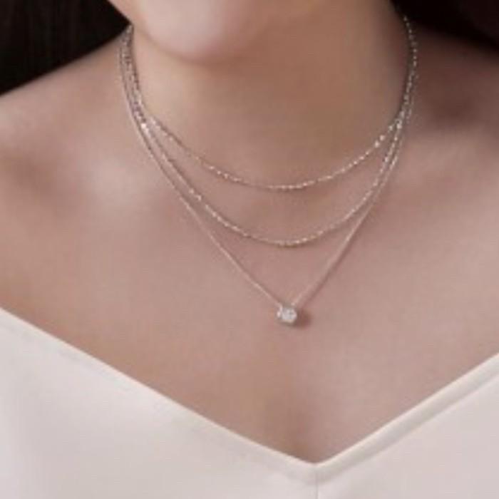 Diamond Solitaire swarozky Necklace/earring 18k White Diamond Jewelry