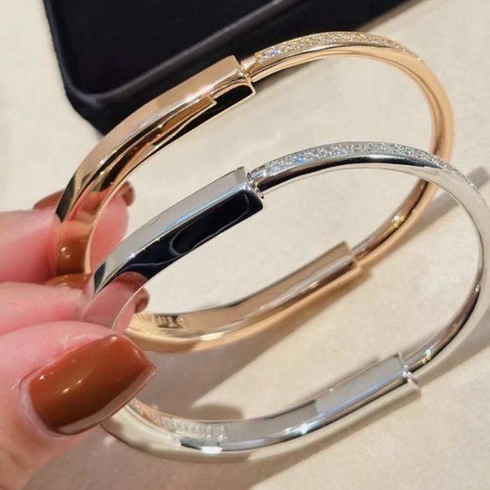 Lock T bangle pave Diamond 18K Gold- Diamond Jewelry