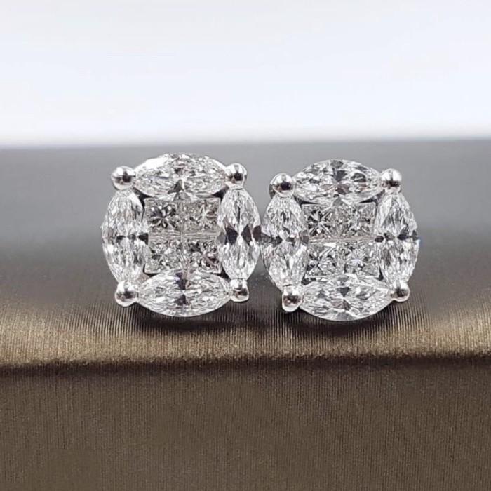 Esperansa diamond solitare earring 18k white gold-Diamond Jewelry