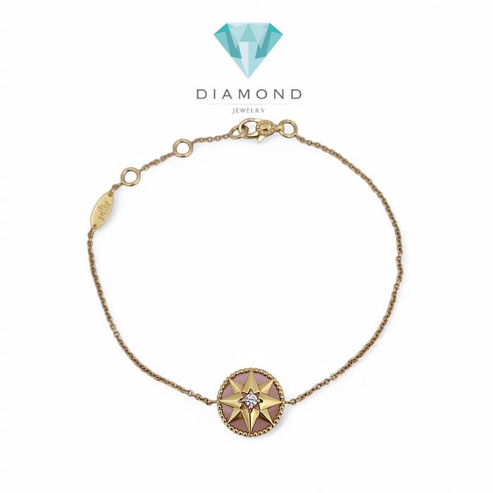 Star Lucky Diamond pink opal Bracelet 18K / Diamond Jewelry