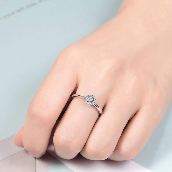 Halo Solitaire Lily Diamond ring 18k -Diamond Jewelry