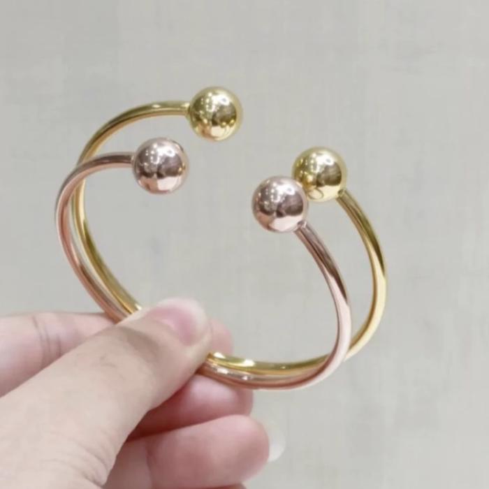 Gelang Emas Tinju Double Ball Bangle Medium 18k-Diamond Jewelry-179GMSLS-HT