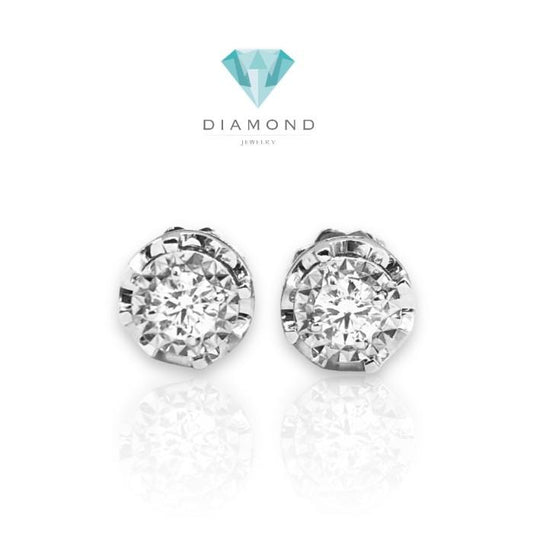 Diamond Solitaire illusion flower earring -Anting berlian utuh solitaire- anting berlian asli 18k-Diamond Jewelry