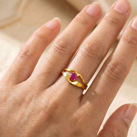 Pink Solitaire Gold Ring 23K / Cincin Emas Solitaire Pink 23K /121CMSWP3