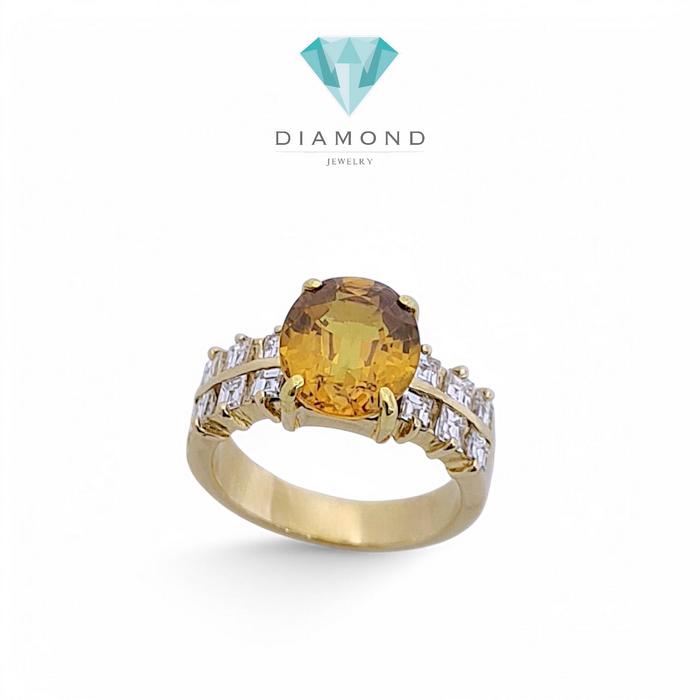 Yellow citrin Diamond Ring 18K / Diamond Jewelry