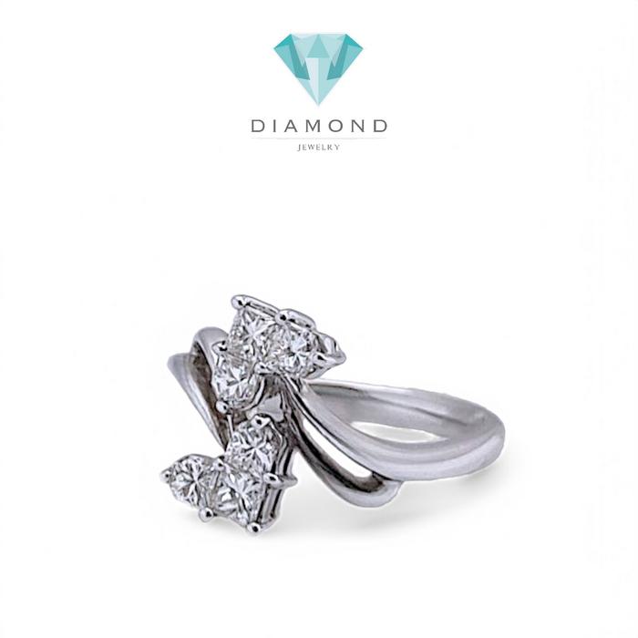 Double Heart Diamond Ring 18K / Diamond Jewelry