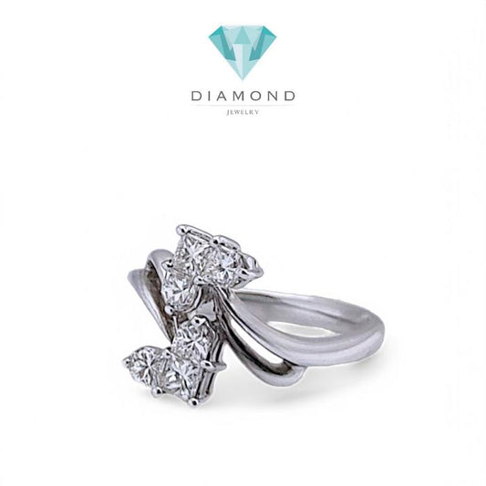 Double Heart Diamond Ring 18K / Diamond Jewelry