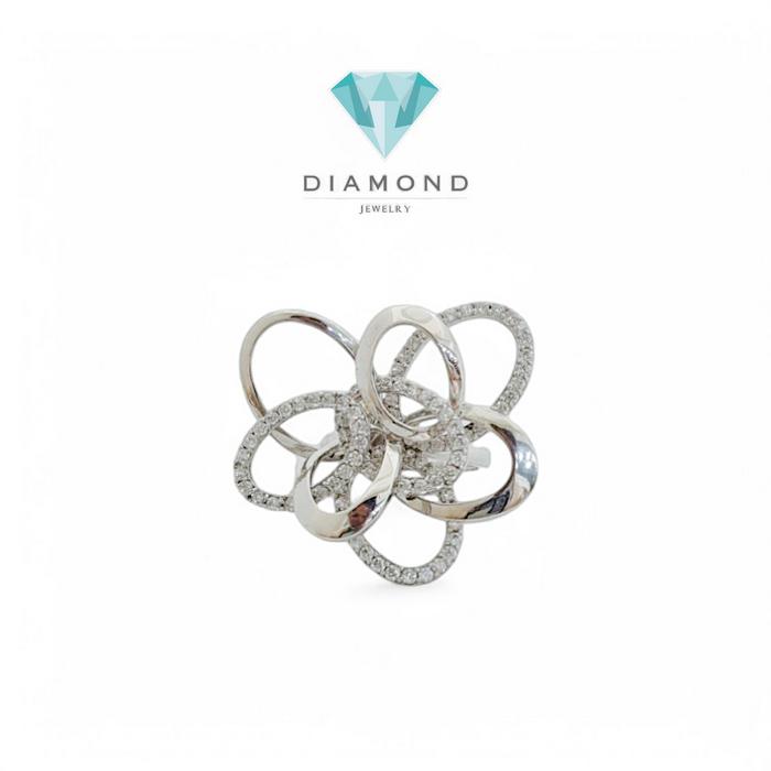 Cincin Mas Putih Model Bunga 18K-Diamond Jewelry