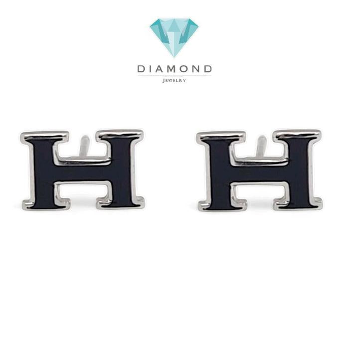 Anting Mas Model H Hitam 18K-Diamond Jewelry-333AMSLS1