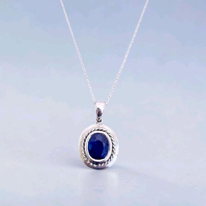 Blue Sapphire Pendants 18K / Liontin Blue Sapphire 18K / Diamond Jewelry / 199LMSWP5