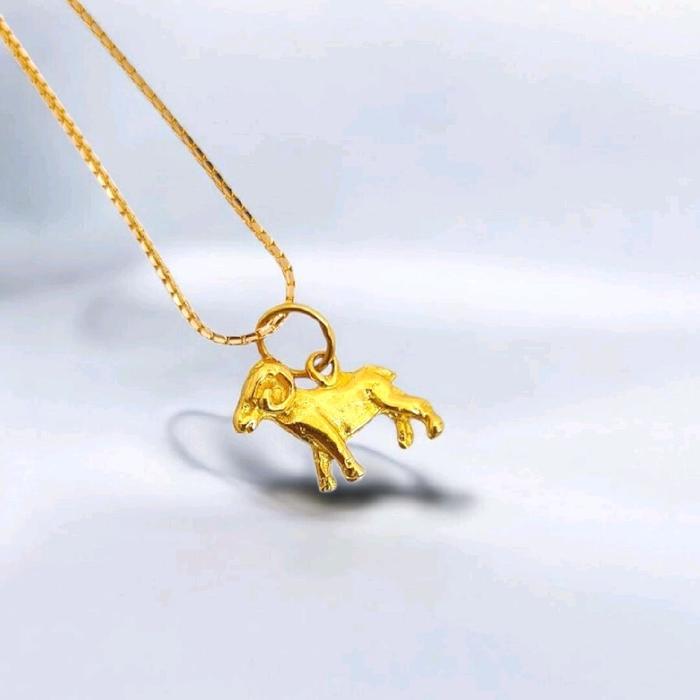 Gold Goat Pendant 23K / Lion Emas Kambinh 23K / Diamond Jewelry / 256LMSWP2