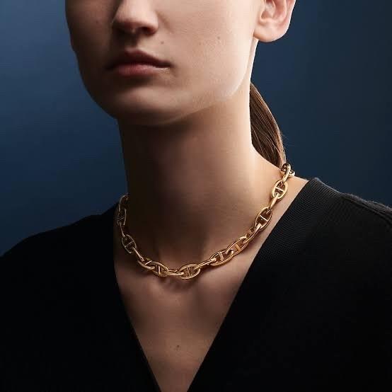 chain d anchre necklace large 17K Gold Diamond Jewelry