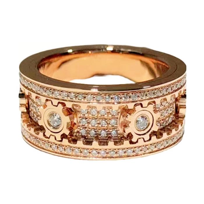 Diamond Spinning Gear Ring 18K Rose Gold-Diamond Jewelry