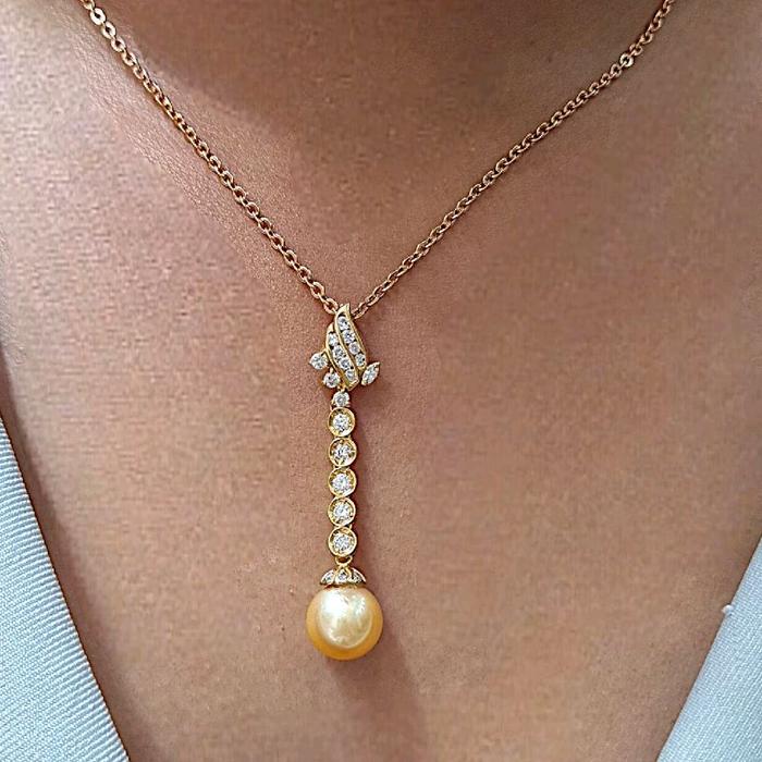 Liontin Pearl Yellow Diamond 18K / Diamond Jewelry 15LMGT380WP