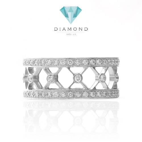 Voila cross diamond ring 18k tif-Diamond Jewelry