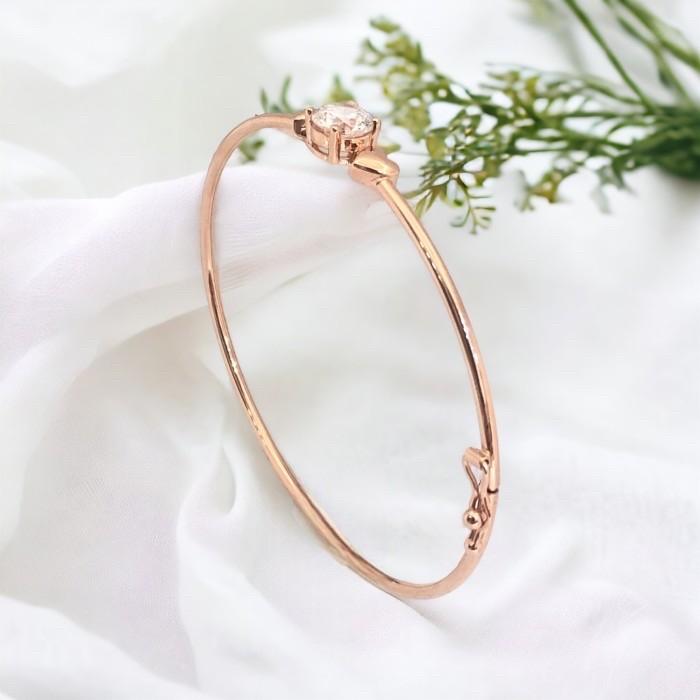 Heart double bangle 18k rose gold-Diamond Jewelry
