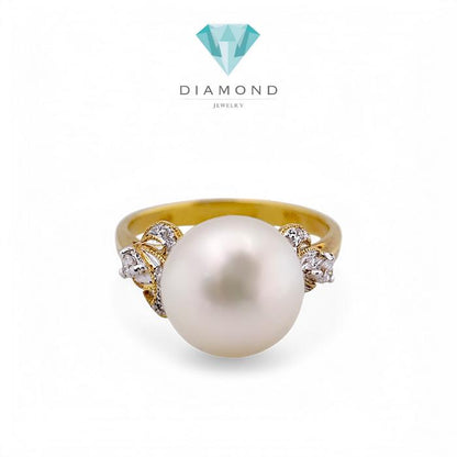 Pearl Diamond Ring 18K / Diamond Jewelry