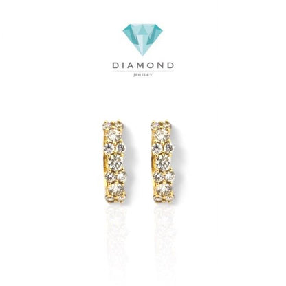 Anting Berlian Hoop zigzag Yellow Gold 18k-Diamond Jewelry