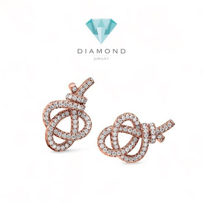 Knot diamond rose gold 18k earring-Diamond Jewelry