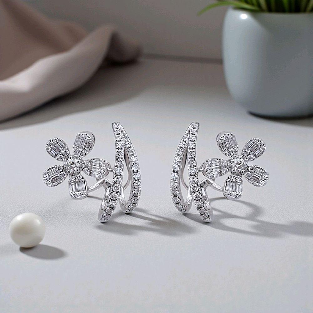 Flower Diamond Earring 18K / Anting Bunga Berlian 18K / Diamond Jewelry 396AB9100VIONLS -HT
