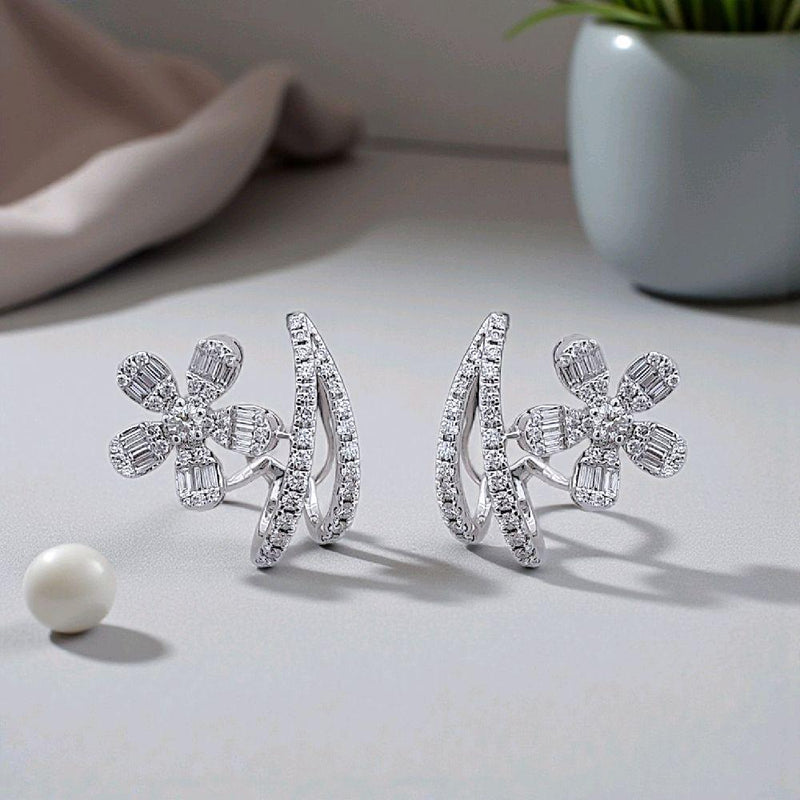 Flower Diamond Earring 18K / Anting Bunga Berlian 18K / Diamond Jewelry 396AB9100VIONLS -HT