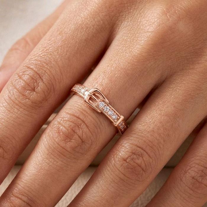 Rose Gold Belt Rings 17K / Diamond Jewelry / 444CMS186LS