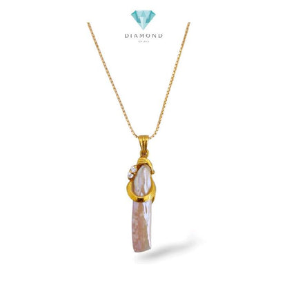 Biwa Mop Pendants 23K / Liontin Mutiara Biwa 23K / Diamond Jewelry / 207LMSWP5