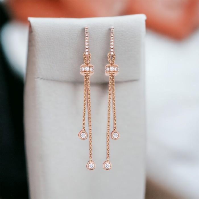 Dangling Diamond long rose gold 18k-Diamond jewelry