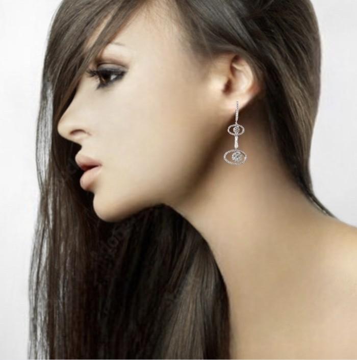 Eclipse Diamond Earring 18k white gold-Diamond Jewelry