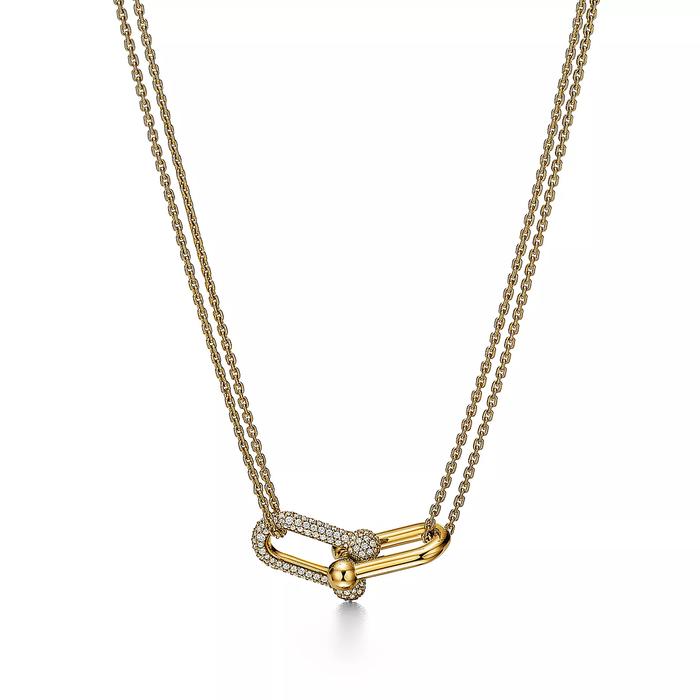 Hardware Tif Pendant Necklace 18K Rose Gold Diamond Jewelry