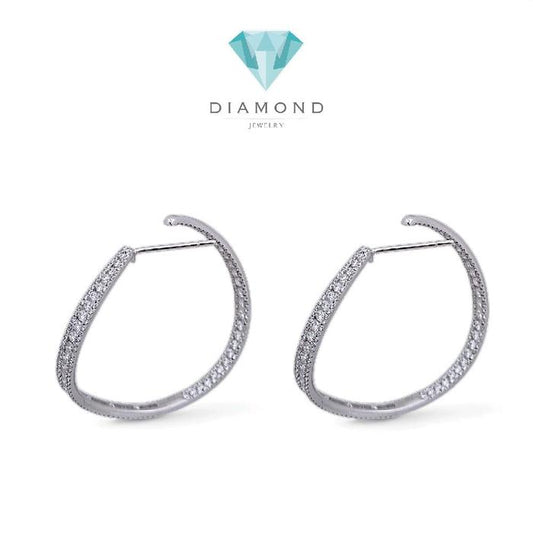 Diamond Earring Hoop  Big Gypsy 18 K white gold Diamond Jewelry