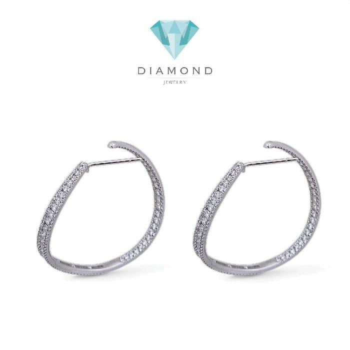 Diamond Earring Hoop  Big Gypsy 18 K white gold Diamond Jewelry
