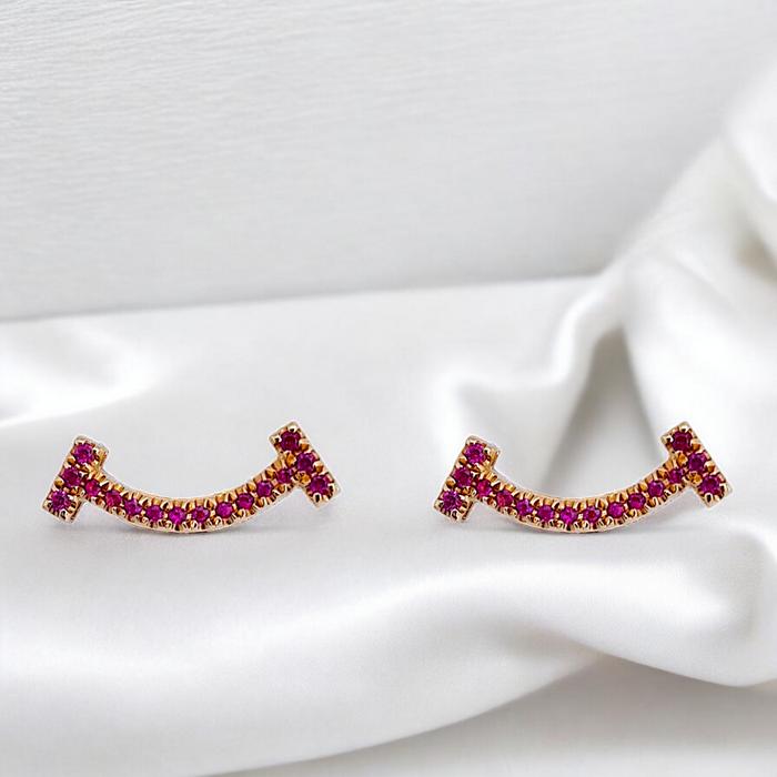 T Smile Pink Sapphire Earring 18K / Diamond Jewelry