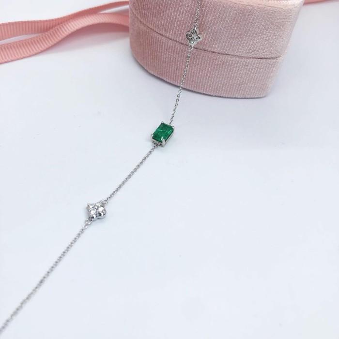 Green emerald diamond bracelet 18k- Diamond Jewelry