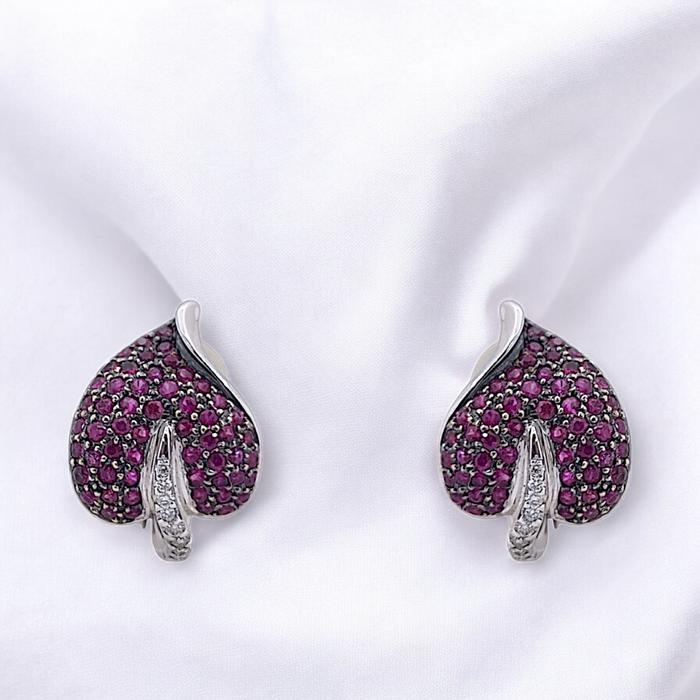 Ruby Diamond Earring 18K / Diamond Jewelry