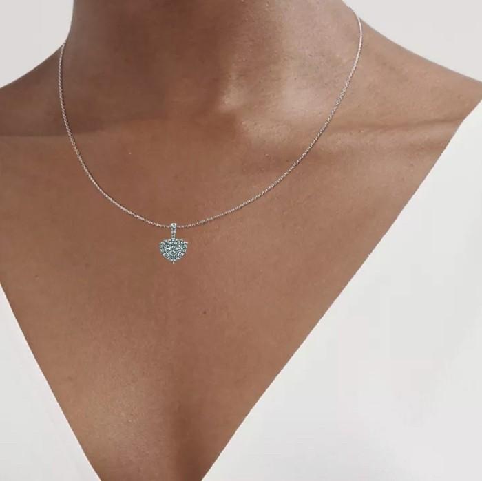 Diamond pave heart pendant 18K white gold-Diamond Jewelry