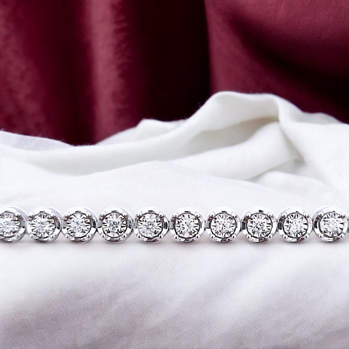 Tennis Diamond Round illusion Bracelet 18K / Diamond Jewelry