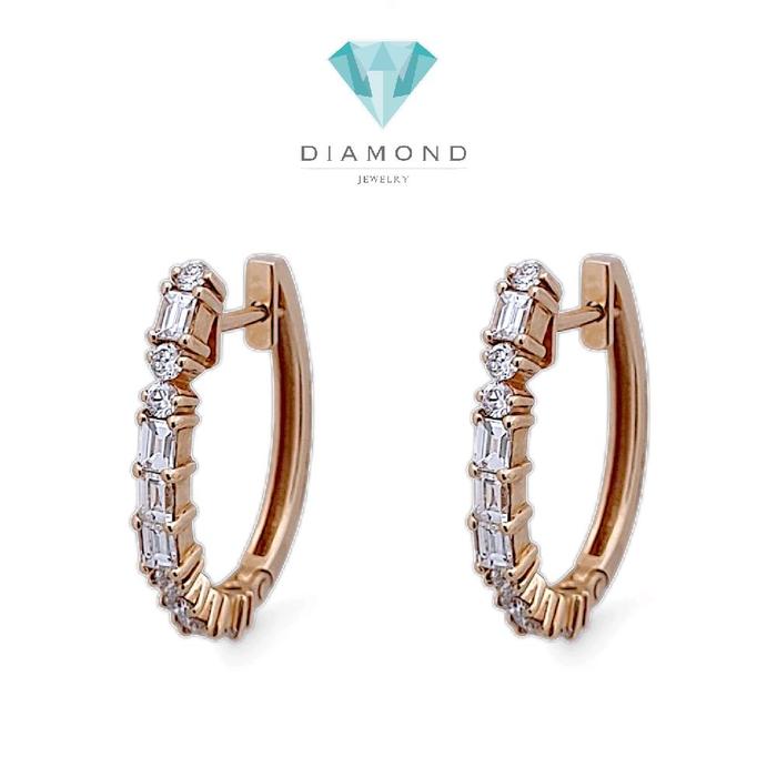 Baguette Diamond Earring 18K / Diamond Jewelry-399AB3851SD-HT