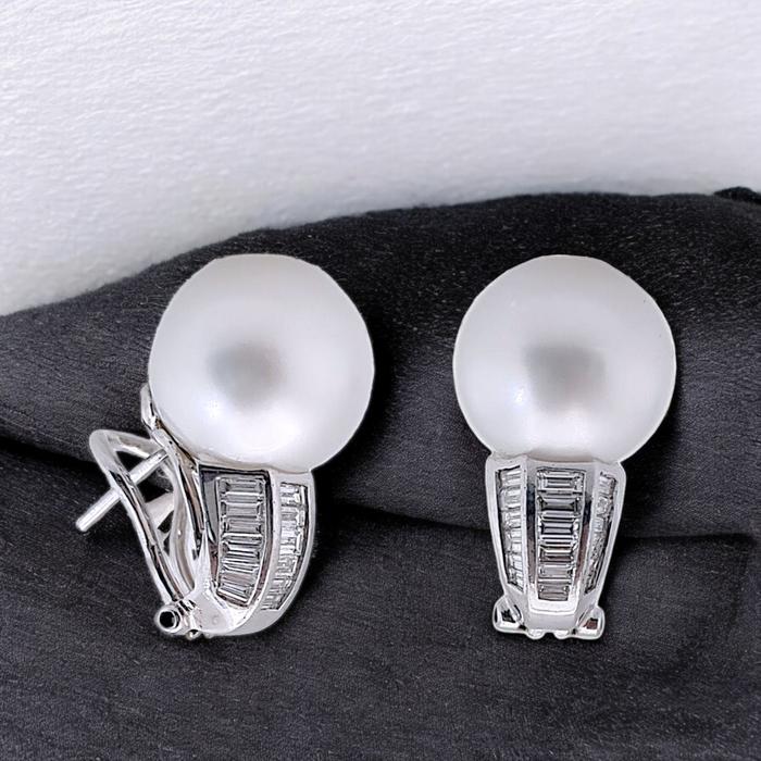 Pearl Diamond Earrings 18K / Diamond Jewelry