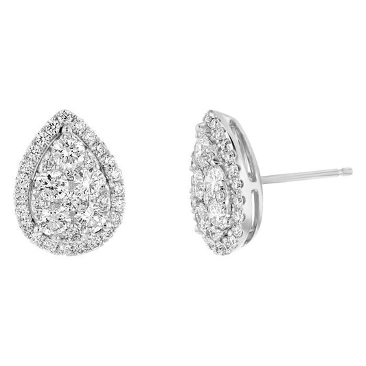 Pear Halo Diamond Earring 18k-Diamond Jewelry