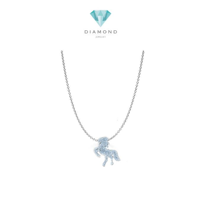 Unicorn Fauna Diamond Necklace White Gold 18K Diamond Jewelry-1KB5LSNEWUNICORN-HT