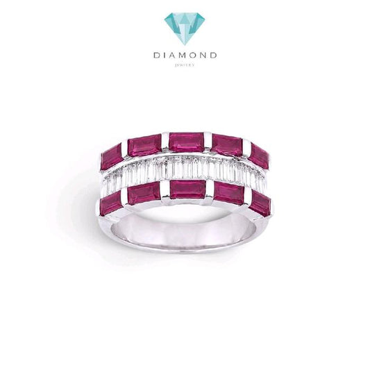 Ruby Baguette Diamond Ring 18K / Cincin Berlian Ruby Baguette 18K / Diamond Jewelry / RR0052489