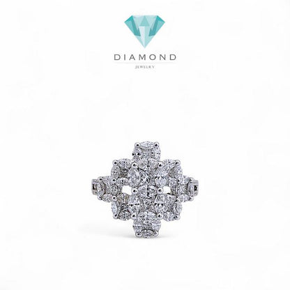 Flower Diamond Ring 18K / Diamond Jewelry