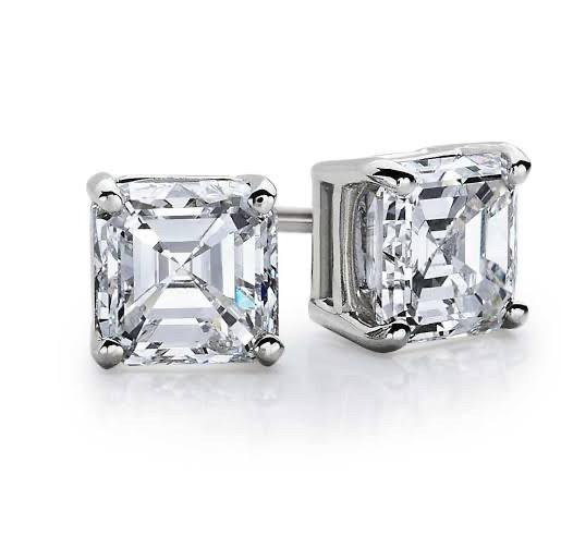 Asscher Cut AD Kristal Earring 750K Gold Diamond Jewelry-364AMS2LS-HT