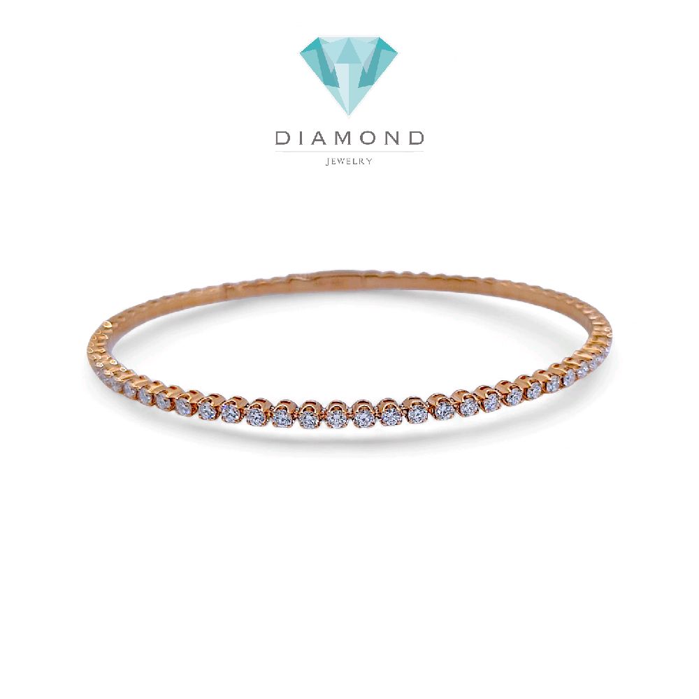 Tennis Listring Yellow Gold And Diamond Bangle 18K / Gelang Berlian Tennis Lurus 18K / Diamond Jewelry 143GB131000AB-HT