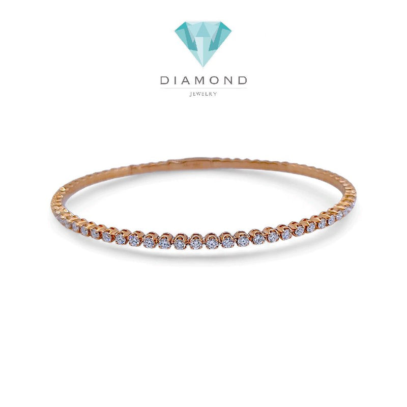 Tennis Listring Yellow Gold And Diamond Bangle 18K / Gelang Berlian Tennis Lurus 18K / Diamond Jewelry 143GB131000AB-HT