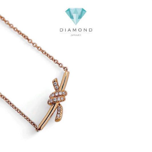 Small Knot Diamond Necklace 18K / Diamond Jewelry 399KBD5500RY-HT