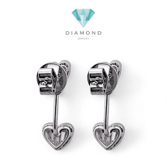 Double Heart Diamond Earrings /duo diamond heart earring baguette/ Diamond Jewelry