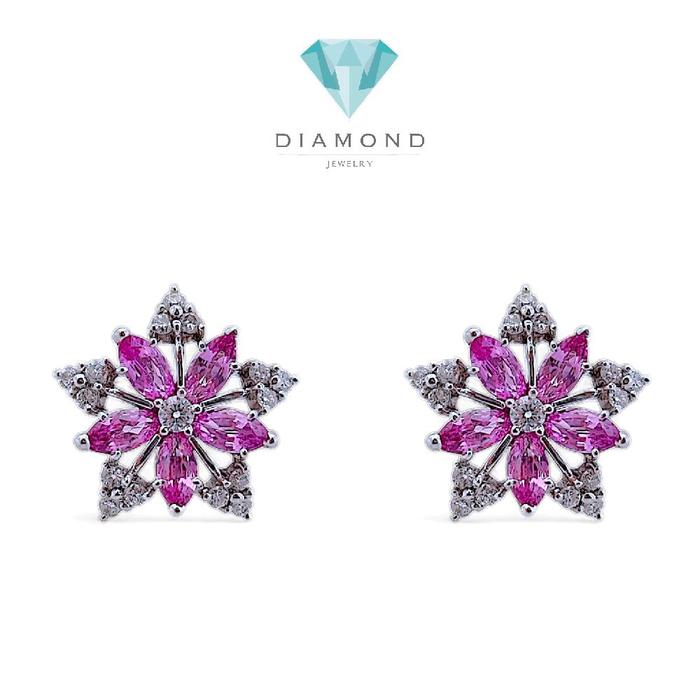 Flower Diamond Earring 18K / Diamond Jewelry 33BCKV24500WP-HT